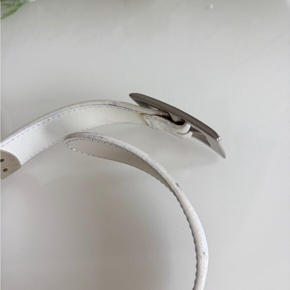 Gianni Versace Vintage White Leather Belt with Silver Tone Medusa main image 4